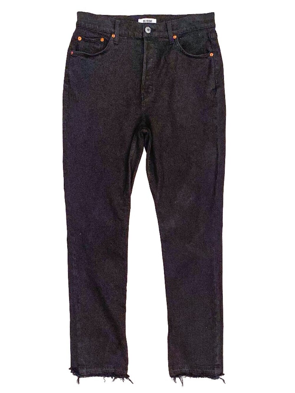 RE/DONE Originals 70's High Rise Skinny Bootcut Jeans Black Size 31 Button Fly